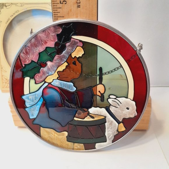 Joan Baker Hand painted Suncatcher- Drummer with Sheep 4.5”D - Picture 5 of 5